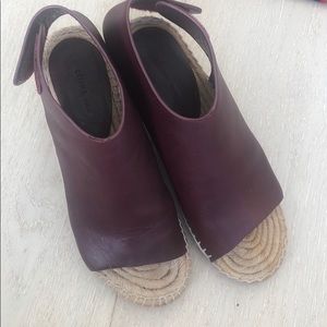 Celine size 7 leather espadrilles burgundy